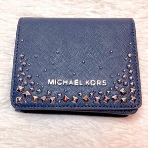 Michael Kors Selma Saffiano Studded Wallet in Navy